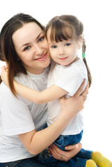 happy mother and daughter