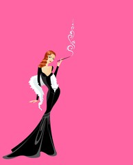 The beautiful girl in a black dress