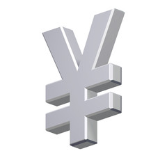 Obraz premium Chrome Yen sign isolated on white.