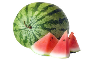 Watermelon and thtee slices