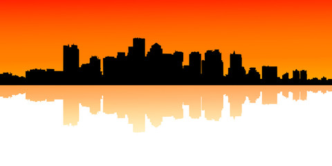 Naklejka premium Vector illustration of urban skylines