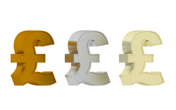 British pound sign - Three precious metals