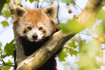 Zelfklevend Fotobehang Panda Nieuwsgierige rode panda