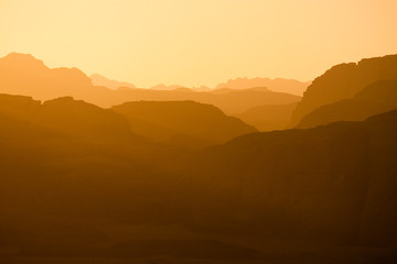 Wadi Rum - distant Hills in Sunset
