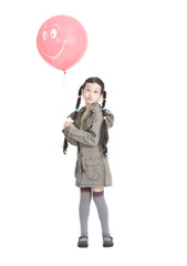 beautiful girl with pink balloon
