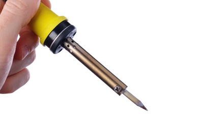 soldering tool in hand