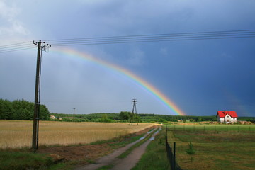 Rainbow over the village