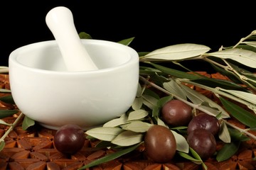 Olives, Mortar And Pestle