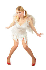Girl in angel's costume full body