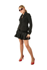 Fototapeta premium young girl in suit in sunglasses