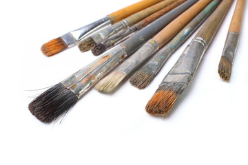 Fototapeta premium Artistic paintbrushes on white