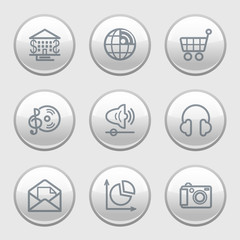 Gray disk web icons, set 5