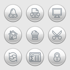 Gray disk web icons, set 7