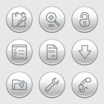 Gray disk web icons, set 8