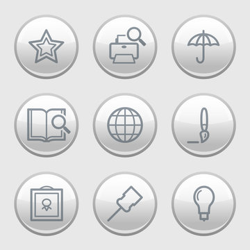 Gray disk web icons, set 9