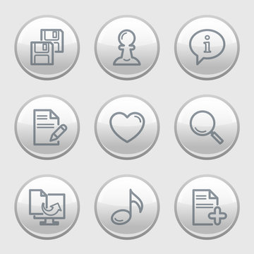 Gray disk web icons, set 10