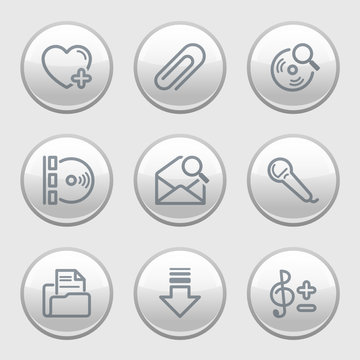 Gray disk web icons, set 11