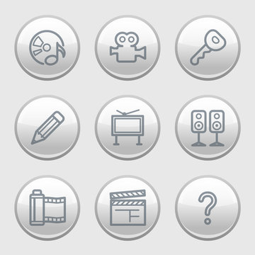 Gray disk web icons, set 28
