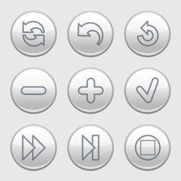 Gray disk web icons, set 29