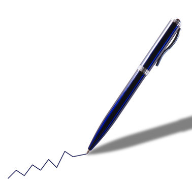 Blue pen with a graph