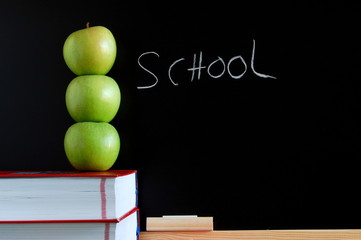 blackboard and apples