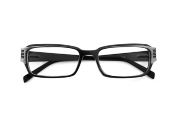 Black modern spectacles isolated on white background