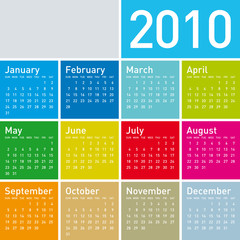 Colorful Calendar for year 2010. in vector format.
