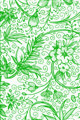 FOND PAPIER FLEURS VERT