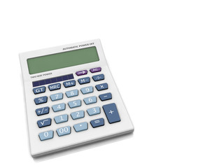 3D calcualor on white background TOP view.
