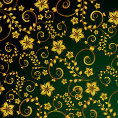 abstract floral background with golden flowers