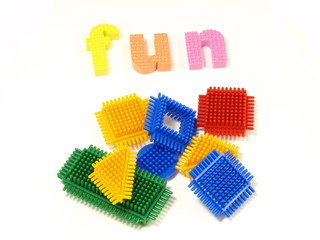 Fun foam letters and colorful blocks for children.