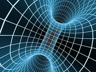 Blue abstract 3d tunnel from a grid