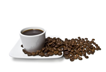 cup of coffee with coffee grain