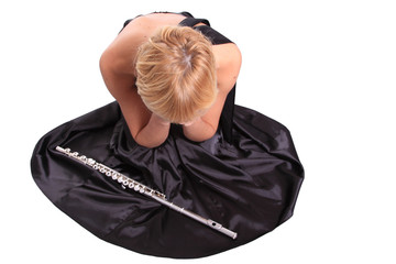 Portrait of a woman playing transverse flute