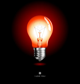 Red Lightbulb With Heart-shaped Filament