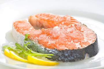 slice of fresh salmon and healthy
