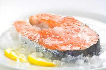 slice of fresh salmon and healthy