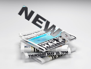 Naklejka premium 3d news logo on news paper -digital art work
