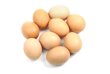 Group of brown eggs for easter isolate on white background with