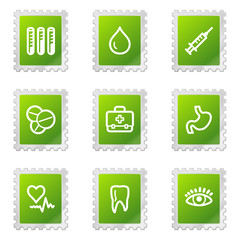 Medicine web icons, green stamp series