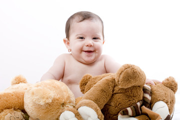 small baby with teddy bear