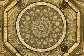 Dome of the mosque, oriental ornaments from Samarkand, Uzbekista