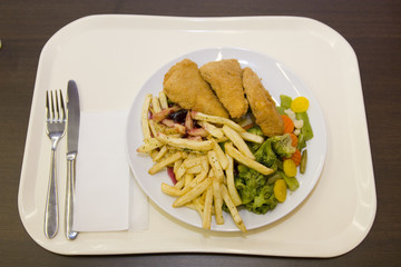 chees in crumbs with a roast potato