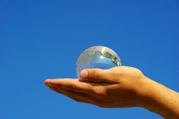 globe in hand