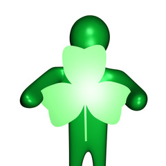 person holding shamrock shaped sign