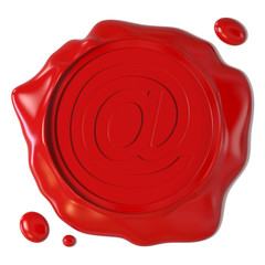 Sigillo rosso con simbolo di e-mail - obrazy, fototapety, plakaty