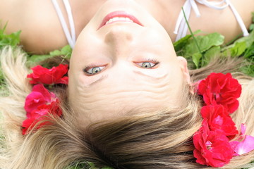 Naklejka premium Pretty face of model
