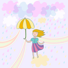 Pastel colored cute spring illustration