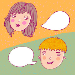 guy and girl talking in vector