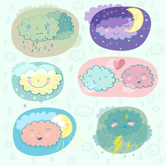 emotional concept - clouds set in vector